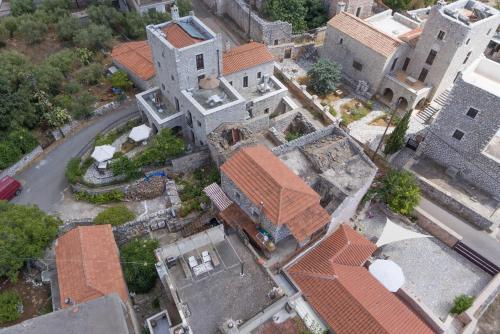 an aerial view of a city with buildings at Castello di Haria in Kaloú