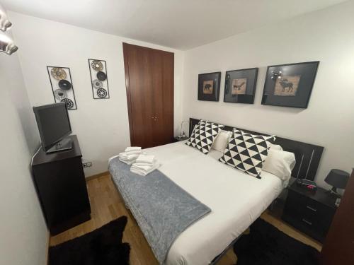 una camera con un letto e una televisione di Life And apartment a pie de pistas, El Tarter a El Tarter