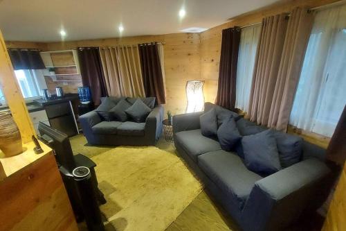 a living room with two couches and a television at CAMP TREEHOUSE • COTTAGE • POOL • JACUZZI in Antipolo