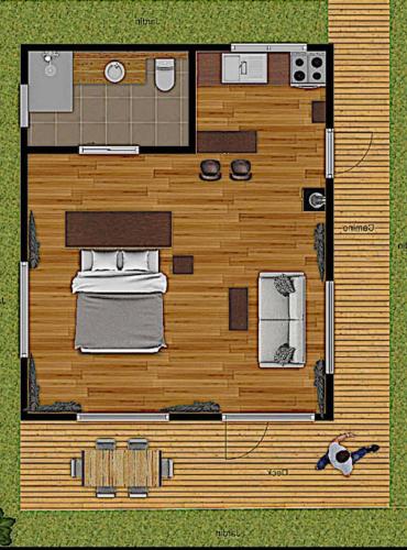a floor plan of a small room with at Kingfisher de los Andes in Villa Meliquina