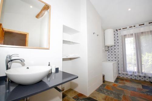 uma casa de banho com um lavatório e um espelho em Senia Tomaset I em Onil