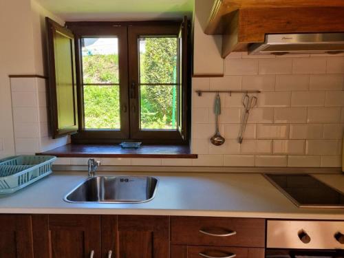 a kitchen with a sink and a window at 10B01 - Apartamento Villamuñin zona rural in Pravia