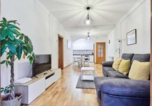 ein Wohnzimmer mit Sofa und Fernseher in der Unterkunft Txindoki by Basque Homes in San Sebastián