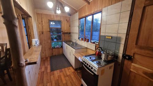 A kitchen or kitchenette at Cabaña Río Contao