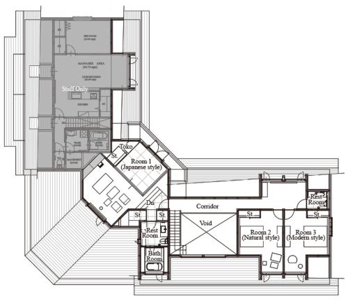 a floor plan of a house at Biei Villa Rubeshibe Hill in Biei