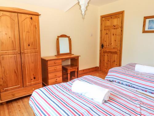 a bedroom with two beds and a dresser and a mirror at Fernwood in Killarney