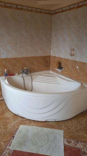- une grande baignoire blanche dans la chambre dans l'établissement L'appartement AZUREV, à Pereybere