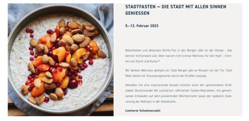 a book of chinese oatmeal with nuts and fruit at Hotel Fregehaus in Leipzig