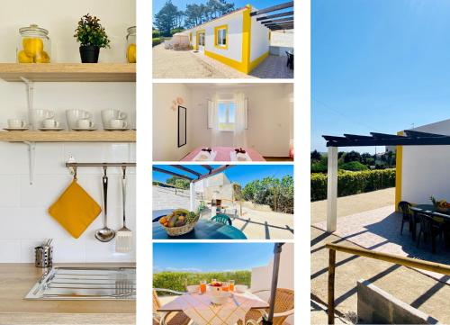 a collage of four pictures of a house at Casas de Campo - Real Mar in Ericeira