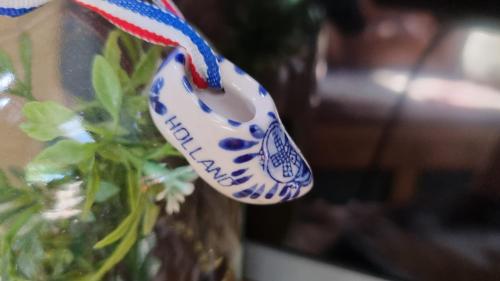 a close up of a tag on a plant at AirstreamNB in Schayk