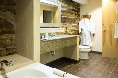 a bathroom with a sink and a toilet at The Common Man Inn & Restaurant in Claremont
