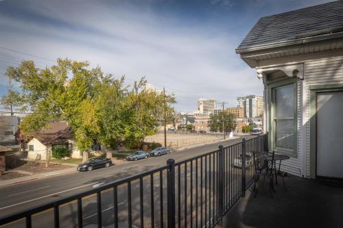 a balcony of a house with a view of a street at Rustic 2-Bedroom walking distance to Downtown in Reno