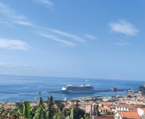 a cruise ship in the water in a city at Quintinha dos Reis in Funchal