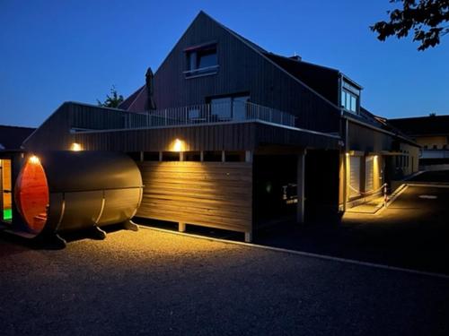a boat parked in front of a house at Zimmermanns 2 in Monschau