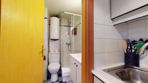 a small bathroom with a sink and a toilet at Studio Coeur de Strasbourg in Strasbourg