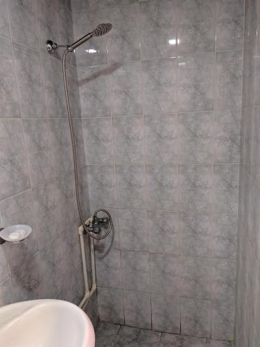 a bathroom with a shower with a toilet and a sink at Old Halidzor in Halidzor