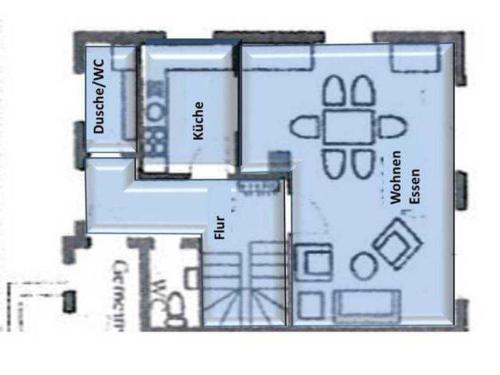 un plan d'étage d'une maison avec dans l'établissement Balm Haus Am Balmer See Haus 1 WBH1, à Balm