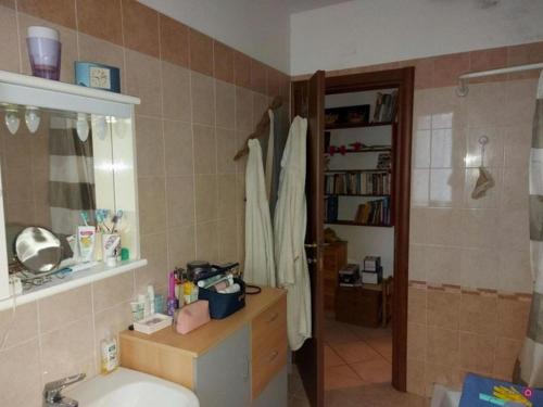 ein Bad mit einem Waschbecken, einer Dusche und einem Waschbecken in der Unterkunft 4 Camere da letto a Firenze per 8 ospiti in Florenz