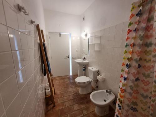 聖盧西亞的住宿－Casa Bidu by Homekeys，一间带卫生间和水槽的浴室