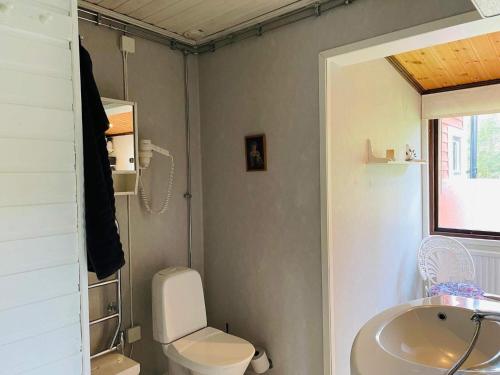 uma casa de banho com um WC e um lavatório em Holiday home MÖLLTORP em Mölltorp
