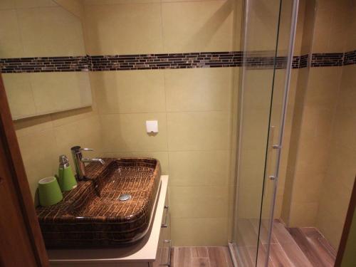 a bathroom with a sink and a shower at Appartement Peisey-Vallandry, 5 pièces, 12 personnes - FR-1-411-851 in Landry
