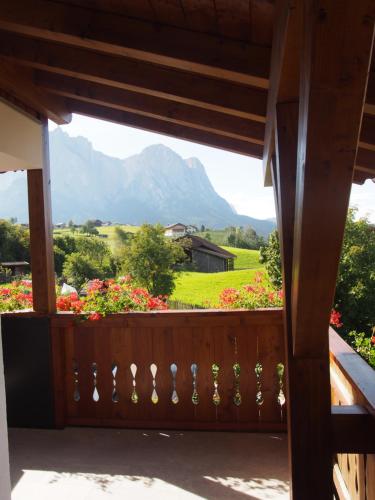 a view from a balcony with a view of a mountain at Residence Viktoria in Castelrotto