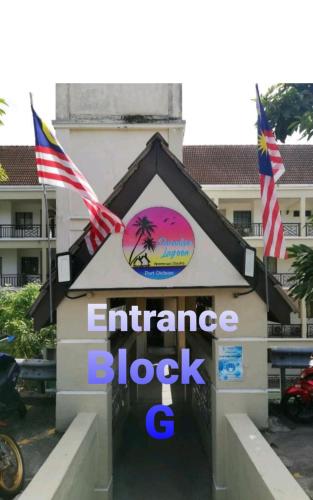 a sign for an entrance to an entrance block g at Port Dickson Seaview Homestay in Port Dickson
