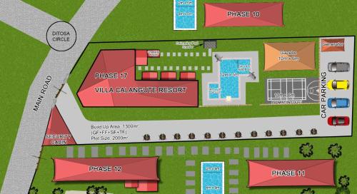 a site plan of a villaative resort at Luxurious Villa with Private Swimming Pool, Kids Pool, Games, Private Parking in Calangute