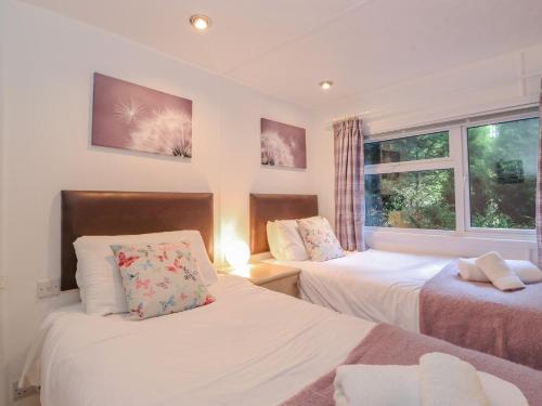 a bedroom with two beds and a window at Fell Foot Lodge in Windermere