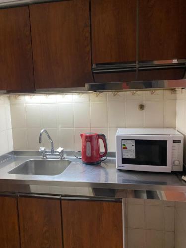 Kuchyň nebo kuchyňský kout v ubytování Portillo Apartments