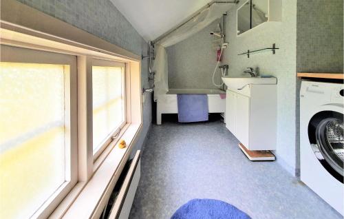a laundry room with a sink and a washing machine at Beautiful Home In Älmhult With Kitchen in Älmhult