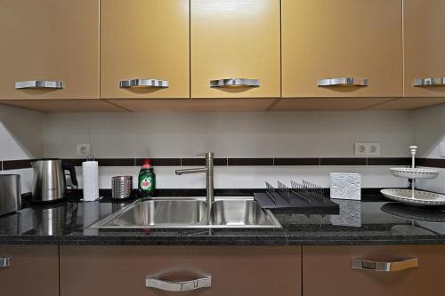 a kitchen with a sink and a counter top at Alojamiento Alcantara in Alora