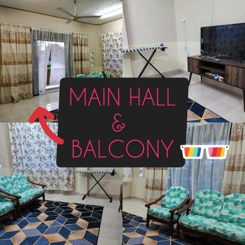 uma sala com cadeiras e uma televisão e uma sala com salão principal e uma sala de aula em Ace Inn Guest House em Rantau Panjang