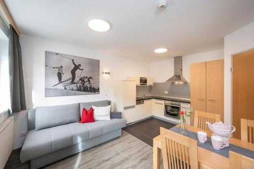 Kuchyň nebo kuchyňský kout v ubytování Sunshine Appartements Schilchegger