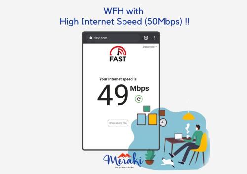 a screenshot of a website with a high internet speed kmps at Meraki - Entire 2BHK Villa With Himalayan Views in Rānīkhet