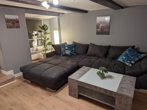 a living room with a couch and a table at Flensburg Zentrum 69 05 in Flensburg