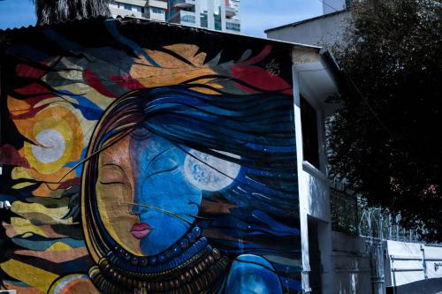 a mural of a woman painted on the side of a building at Sky Suites - Stunning Location with a great view of La Paz in La Paz