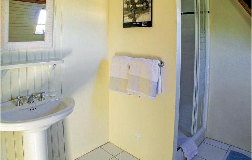 bagno bianco con lavandino e doccia di Beautiful Home In Terrasson-lavilledieu With Wifi a Terrasson-Lavilledieu