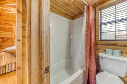 a bathroom with a toilet and a bath tub at The Homeplace in Sevierville