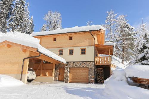 a house in the snow with a garage at Das Prinzis in Lofer