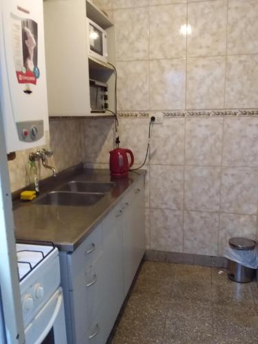 een kleine keuken met een spoelbak en een fornuis bij dpto centrico in Santa Fe