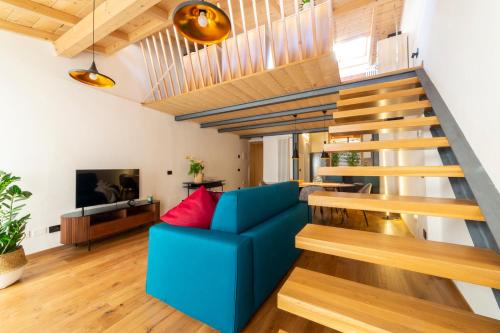 Industrial design loft with outdoor living terrace