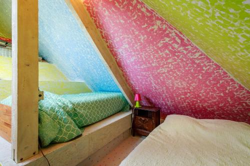 a room with a tent with a bed in it at cavalibre-mesquer in Mesquer
