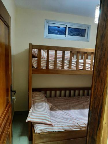 Ce dortoir comprend 2 lits superposés et une fenêtre. dans l'établissement Signorile Jo, à Yaoundé