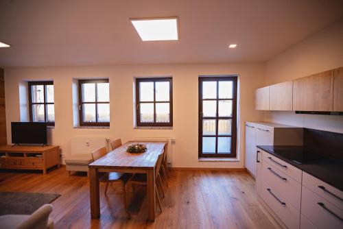 Kuchyň nebo kuchyňský kout v ubytování Strunzova pila Kvilda apartmán 308