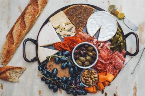 a plate of food with different types of food at The Estate Yountville in Yountville