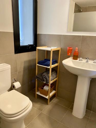 uma casa de banho com um WC e um lavatório em Departamento Cordillera em Godoy Cruz