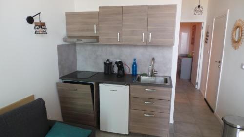 Appartements Modernes Vue Mer à Cap Estérelにあるキッチンまたは簡易キッチン
