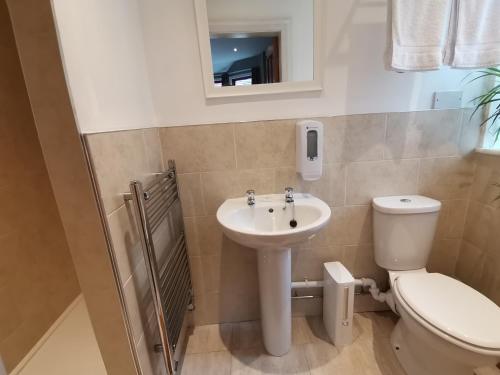 a bathroom with a toilet and a sink at The Cross Inn in Hebden Bridge