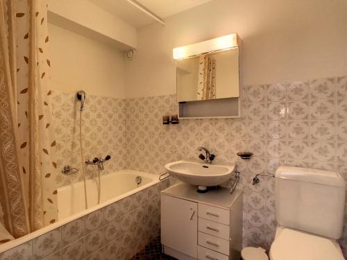 ヴェルビエにあるRichemont 213のバスルーム(洗面台、トイレ、シャワー付)
